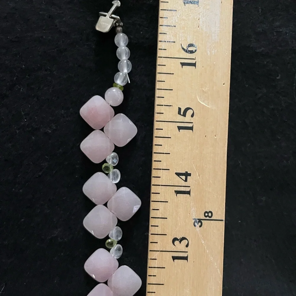 Lilly Pulitzer Rose Quartz Gemstone 17” Necklace Pierced Earrings Set NWOT